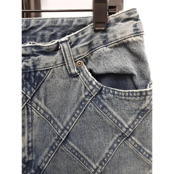 Rare Vintage Boho High Waisted Diamond Patchwork Denim Jeans - Picture 4 of 8